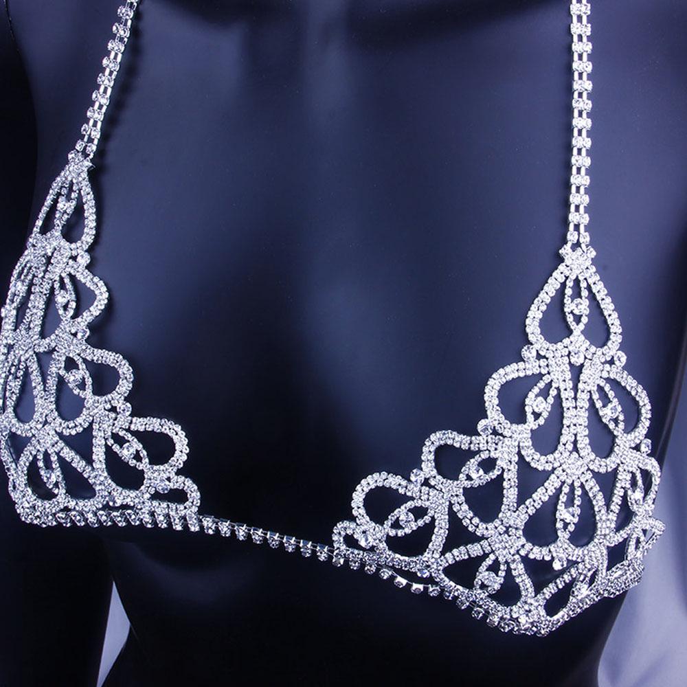 Sleek Rhinestone Body Chain Luxury Lingerie Set