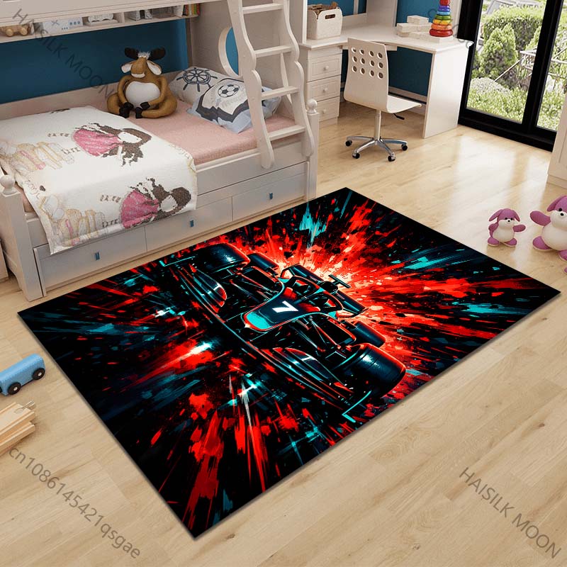 

1PC Race car front view red background Carpet for Living Room Bedroom Sofa Home Decor Rus Non-slip Floor Mat Luxury Gift 40cm x 60cm