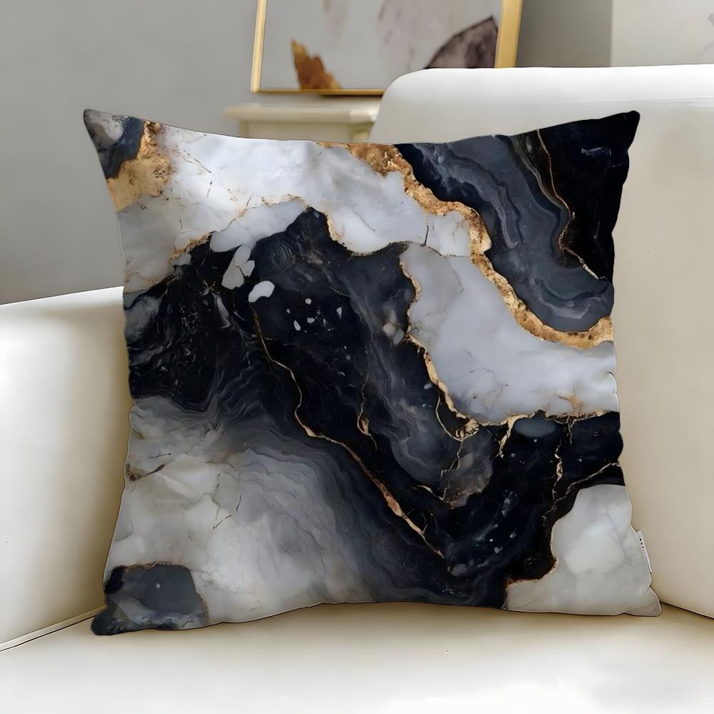 art theme Minimalist Marble Patterned Cushion Cover Soft  EasyWash Pillow Case  Versatile for Couch Bed Travel and Office