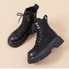 Martin Boots Women's Autumn and Winter New Soft Leather Comfortable Velvet Short Boots Thick-soled Heightening Locomotive Boots