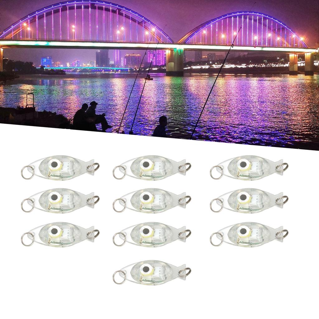 10 Pezzi Luce LED per Esca da Pesca Subacquea Forma Occhio Goccia Lampada Esca Subacquea Luce Attira Pesci
