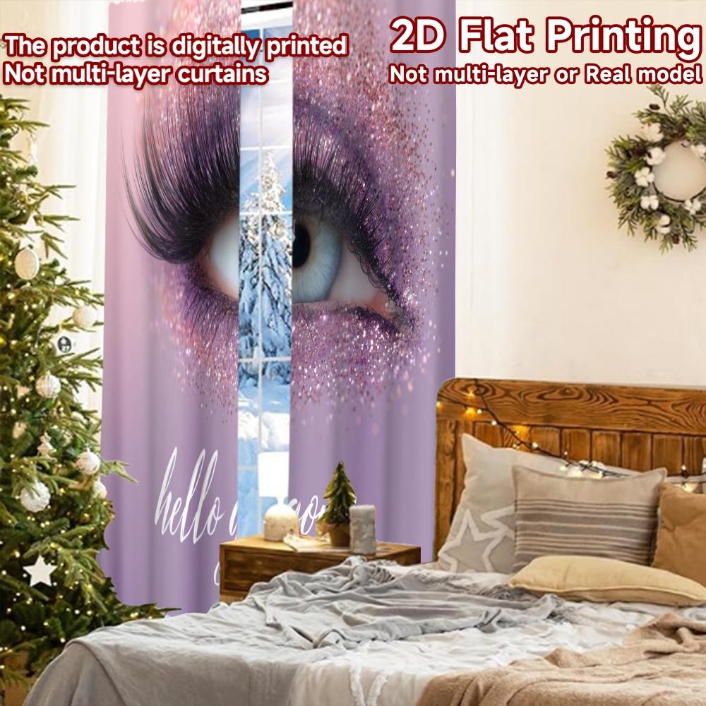 2pcs   2D FLAT PRINTING Curtains (Without Rod) HelloGorgeous Holiday Printed Curtains Durable Polyester Fabric Curtains Art Deco