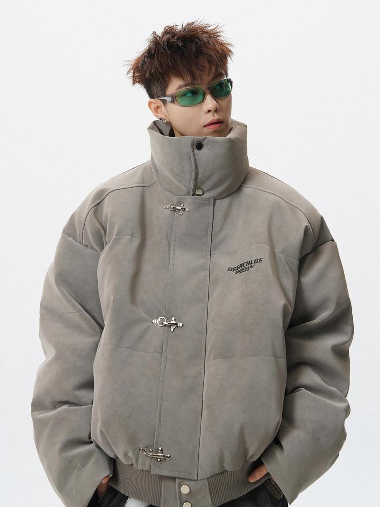 Unisex Retro Stehkragen Baumwoll Daunenjacke, Herbst/Winter High Street Stil, Locker und Vielseitig.