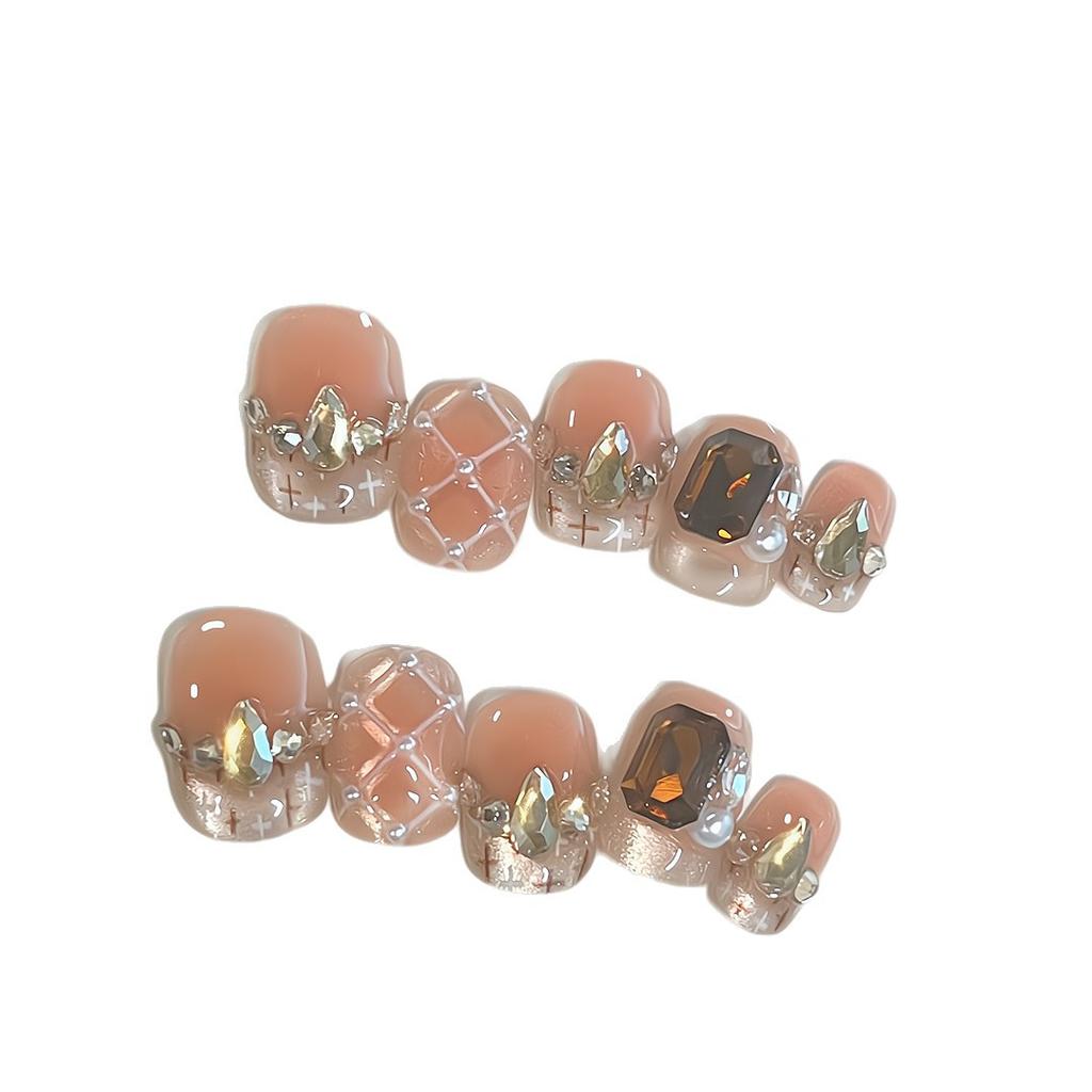 Press-On-Nägel Quadratische Falschnägel mit Glitzer-Design Künstliche Acrylnägel Glänzende Falschnägel Vollabdeckung Aufkleb-Nägel Klebe-Nägel für Damen