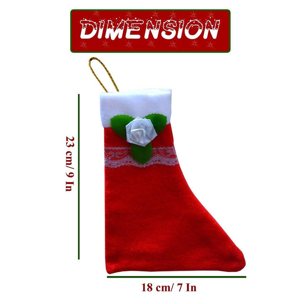 Hanging Bag In Pack 4 Christmas Day Decoration Item|Lovely Hanging Xmas Scoks|Hanging Decor for All Party & Festival |Stockings Decorative