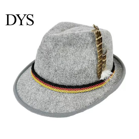 Versatile Casual Hat Fedora with Feather, Short Brim Vintage Jazz Hat, German School Cultural Festival Accessory Oktoberfest Costume Accessories