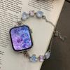 Colorful Stainless Steel Band for Apple Watch Ultra 2 49mm 9 8 7 42mm 44 45mm Women Crystal Strap for IWatch 6 5 4 Se 38 40 41mm