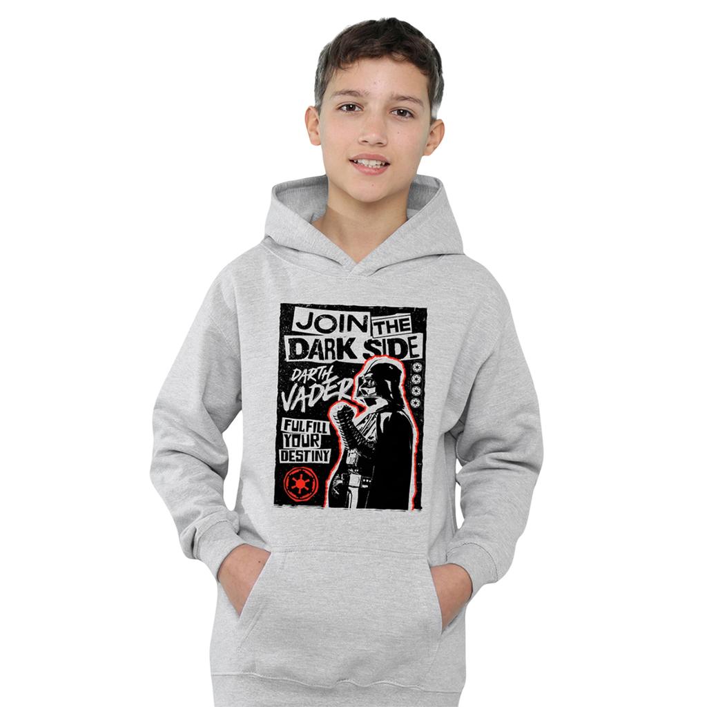 Star Wars Childrens/Kids Join The Dark Side Poster Heather Hoodie