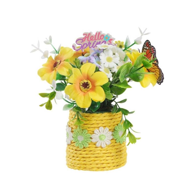 Realistic Easters Faux Potted Plant Bonsais Spring Artificial Flowers Arrangement In Pots Vase for Festives Decorations