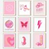 GENSTEUO 9Pcs Pink Room Decor Aesthetic, Hot Pink Wall Art, Preppy Posters Paintings, Cute Pictures for Bedroom Dorm, Wall Collage, Cute Prints