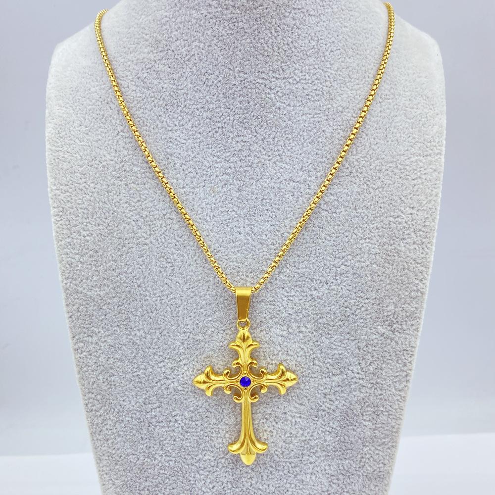 Men's Cross Pendant Necklace Titanium Steel Women's Necklace Cross Hip Hop Titanium Jewelry