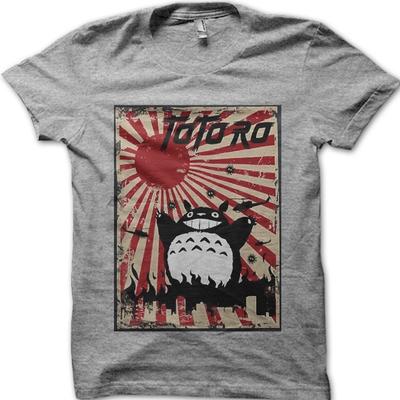 T-shirt da uomo 100% Cotone stampata Godzila Totoro Sole Nascente Battaglia Top 9109
