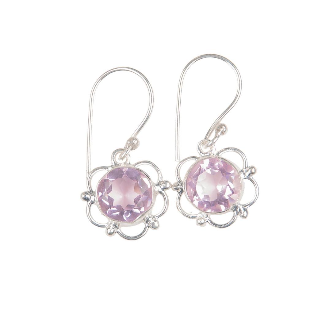 Morganit Kamień Szlachetny Srebro Próby 925 Biżuteria Ręcznie Robione Kolczyki Haczyki Damskie 1,40" EE-56-11