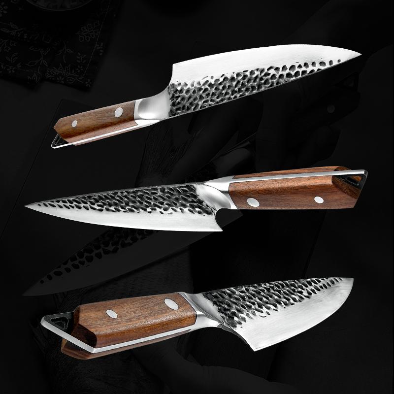 Professional Chef Knife Hand Forged Stainless Steel Kitchen Butcher Knives Vegetables Cutter Meat Slicer Ebony Handle