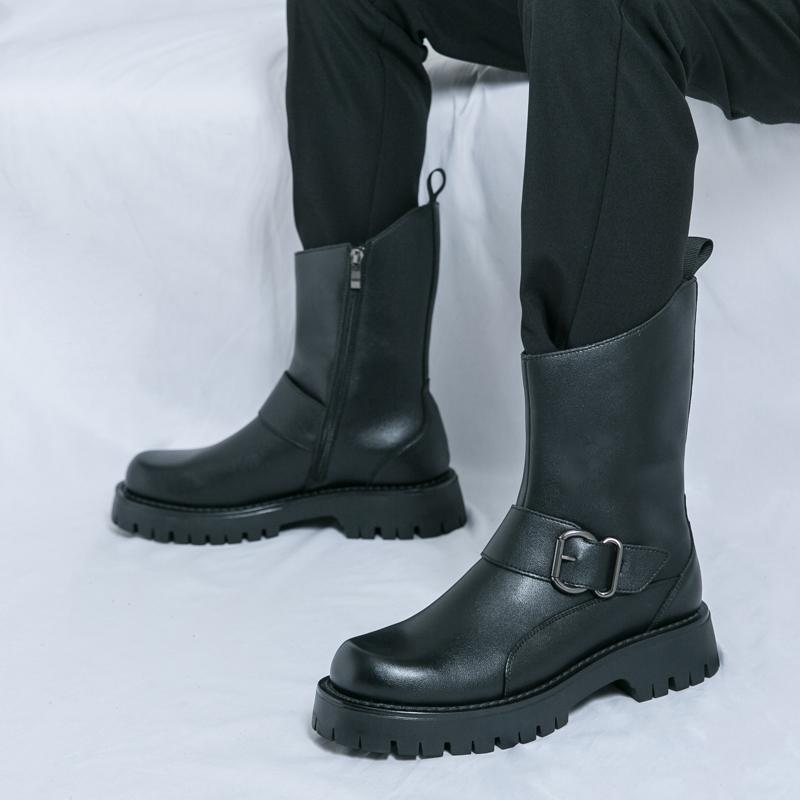 Fashion Fashion Luxury Men's  Women Mid-calf Ankle Boots Genuine Leather Designer Business  Toe Dress Wedding Office Boots Men Footwear