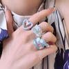 Fashion Open Ring Enamel Flower Ring Daisy Dripping Oil Heart Ring Love Painting Irregular Enamel Ring Gift