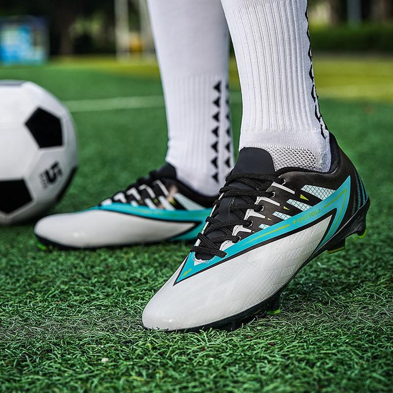 Youth Low-Cut Football Cleats Turf Grass Fields Flexible Sole Breathable Mesh Lining Rubber Outsole
