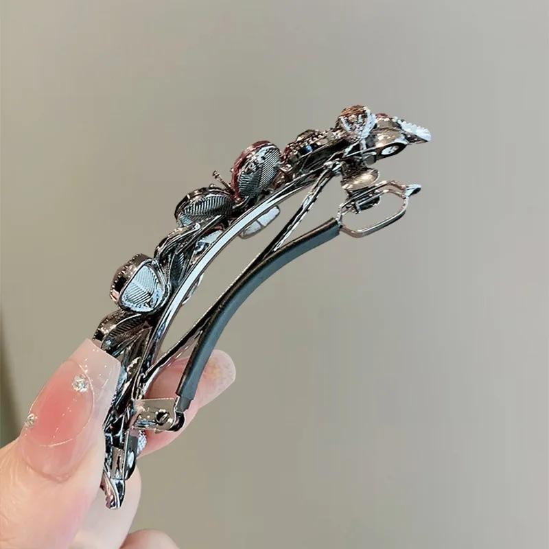 Elegante Fioritura Colorata con Strass Molletta a Molla Molletta a Una Parola per Capelli da Donna Parte Posteriore della Testa Mezza Acconciatura Fermagli Accessori per Capelli
