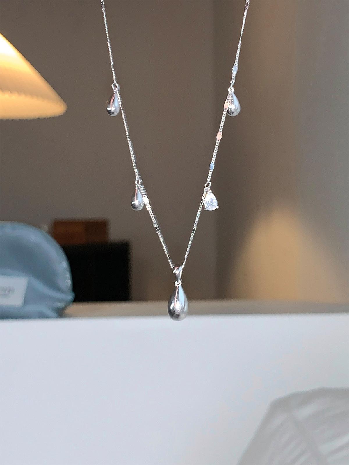 

Ожерелье с подвеской в виде капли воды из стерлингового серебра 925 пробы, легкое, роскошное, нишевое, холодное, ключичное, простое, изысканное, ювелирное изделие высокого класса 925 silver