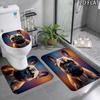 French Bulldog Pattern 3Pcs Bathroom Rug Set, Non Slip Absorbent Bath Mat, Contour Mat & Toilet Lid Cover, Bathroom Decor