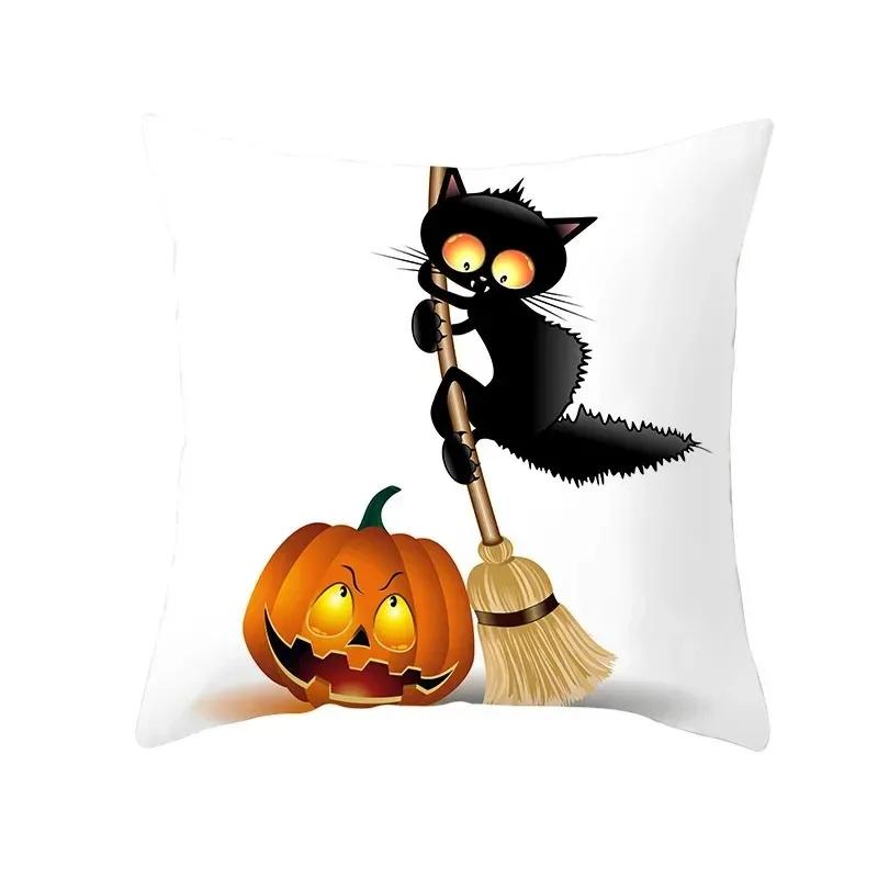 Halloween decorative cushion funny cat pillow sleeve is suitable for home living room sofa waist cushion bedroom decoration