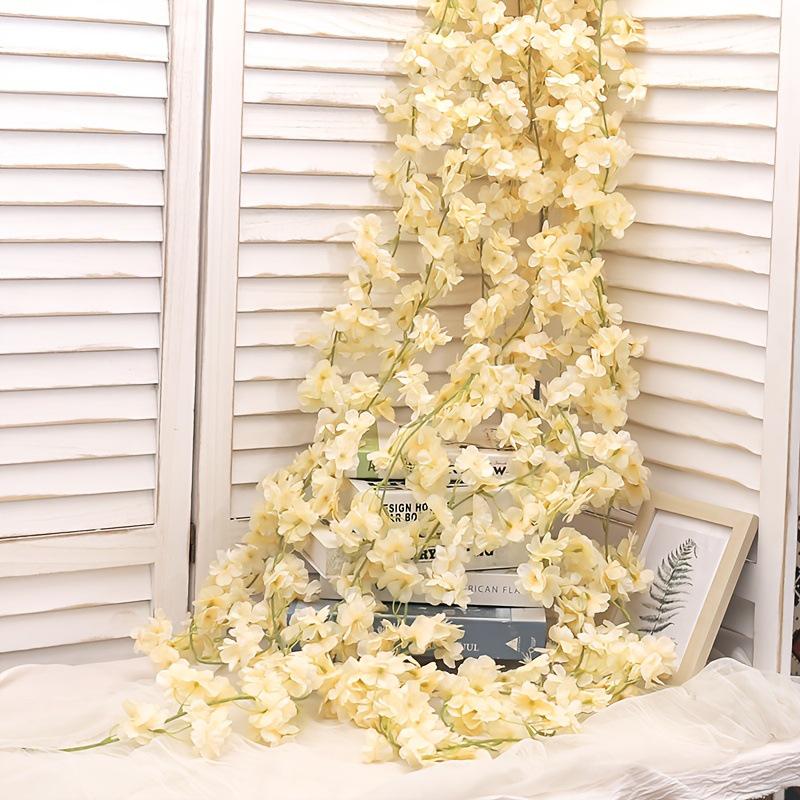 Artificial Cherry Blossom Vine for Home, Wedding, Ceiling, and Wall Decor