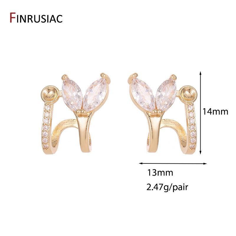 

14K Gold Plated Brass Inlaid Zircon Tail Round Stud Earrings Accessories For Women Earrings Making Supplies,DIY Jewelry Findings 1 pair