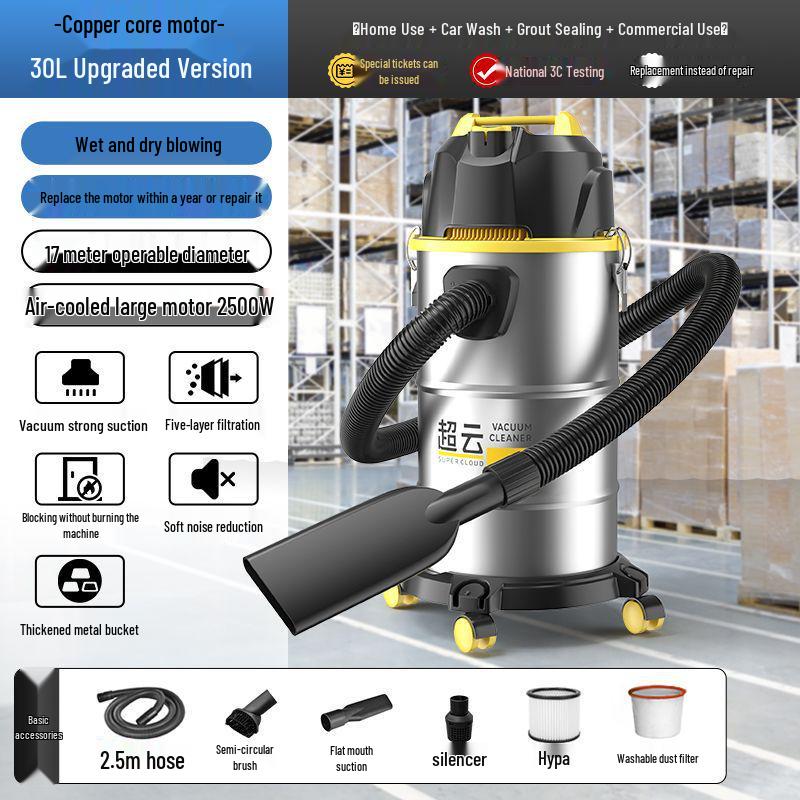 High Suction Dual-Use Vacuum for Home Renovation, Car Wash & Grout Cleaning