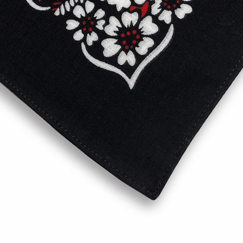 Trifong Bandana Black 100% Cotton Floral Pattern Adult Paisley Handkerchief Unisex Men's Large 55cm X 55cm