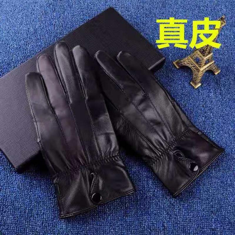 Autumn and winter men's thermal leather gloves takeaway outdoor cycling velvet cold-proof women's sheepskin gloves winter