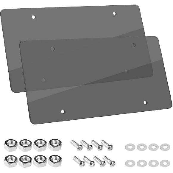 Wanheart 2-Pack Flat Clear License Plate Covers – Universal Fit US Standard Plates, UV & Scratch Resistant ABS Protector With Screws & Caps, Front