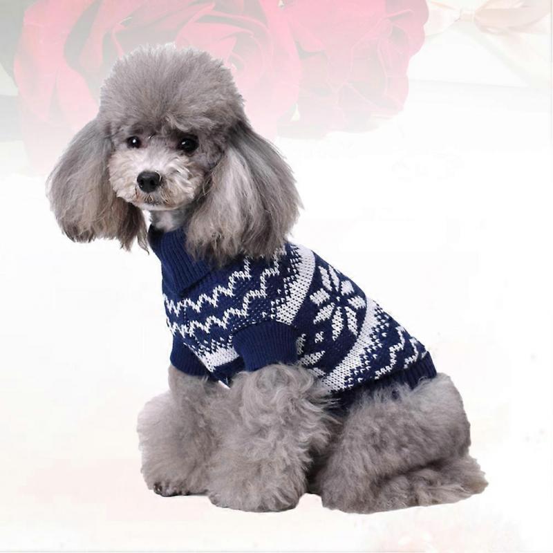 Pet Knitted Sweater Christmas Puppy Clothes 3Pcs Blue Winter