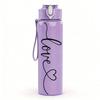 1PC Love Cursive Minimal Line Art 750ml Color Plastic Sports Water Bottle Leakproof Flip Straw Lid Suitable for Sports Office Home Use