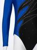Girls Gymnastics Leotard Mock Neck Keyhole Back Rhinestone Details with Striped Pants for Competitions
