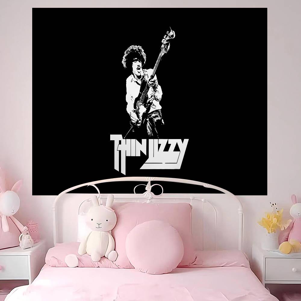 Rock Band TThin LizzyS Anime Tapestry Hippie Flower Wall Carpets Dorm Decor Cheap Hippie Wall Hanging