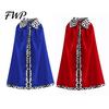 Velvet Halloween Cloak King Robe Costume for Kids Adults, Queen Royal Cosplay Cape, Medieval Soft Drape Cape Viking Prince Dress Up Accessory Cosplay,