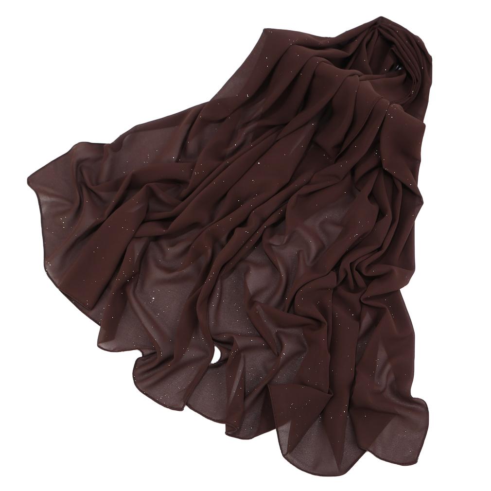 Women's Chiffon Shawl, Glitter Gold Powder Scarf, Chiffon Hijab for Party/Beach