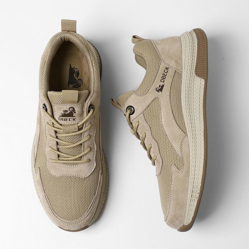 Autumn New Top Layer Leather Sneakers Men's Breathable Shoes Trendy All-Matching Outdoor Casual Shoes plus Size Men