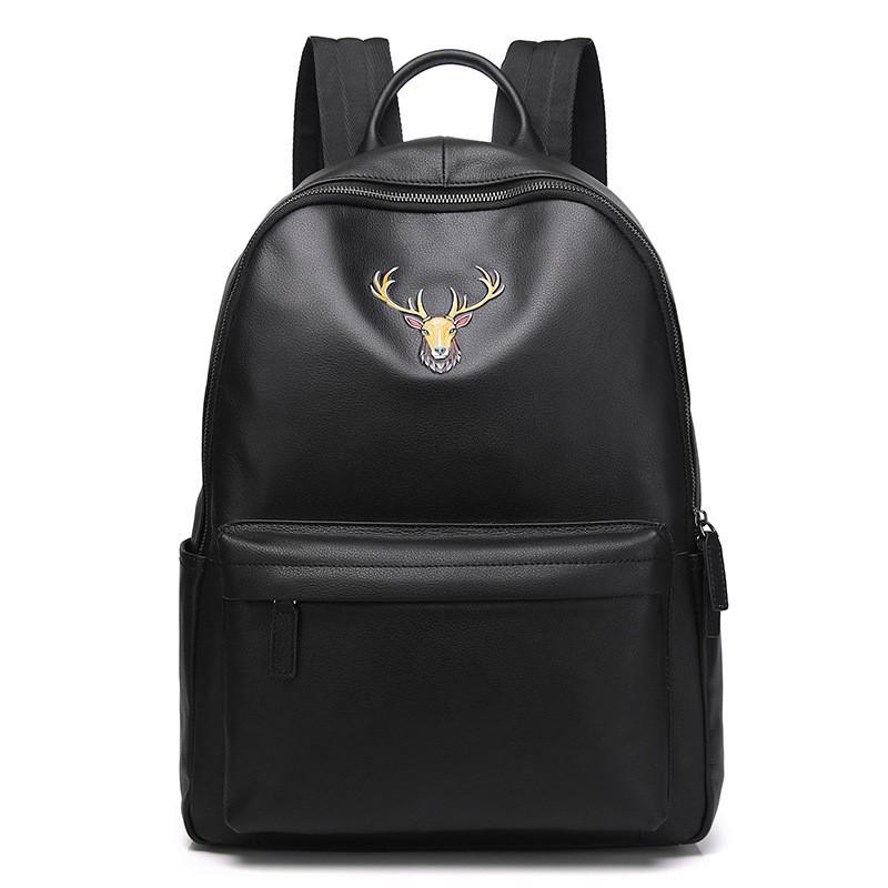 New Leather Backpack Casual Computer Multifunctional Student Top Layer Cowhide Men s Travel 32x11x41