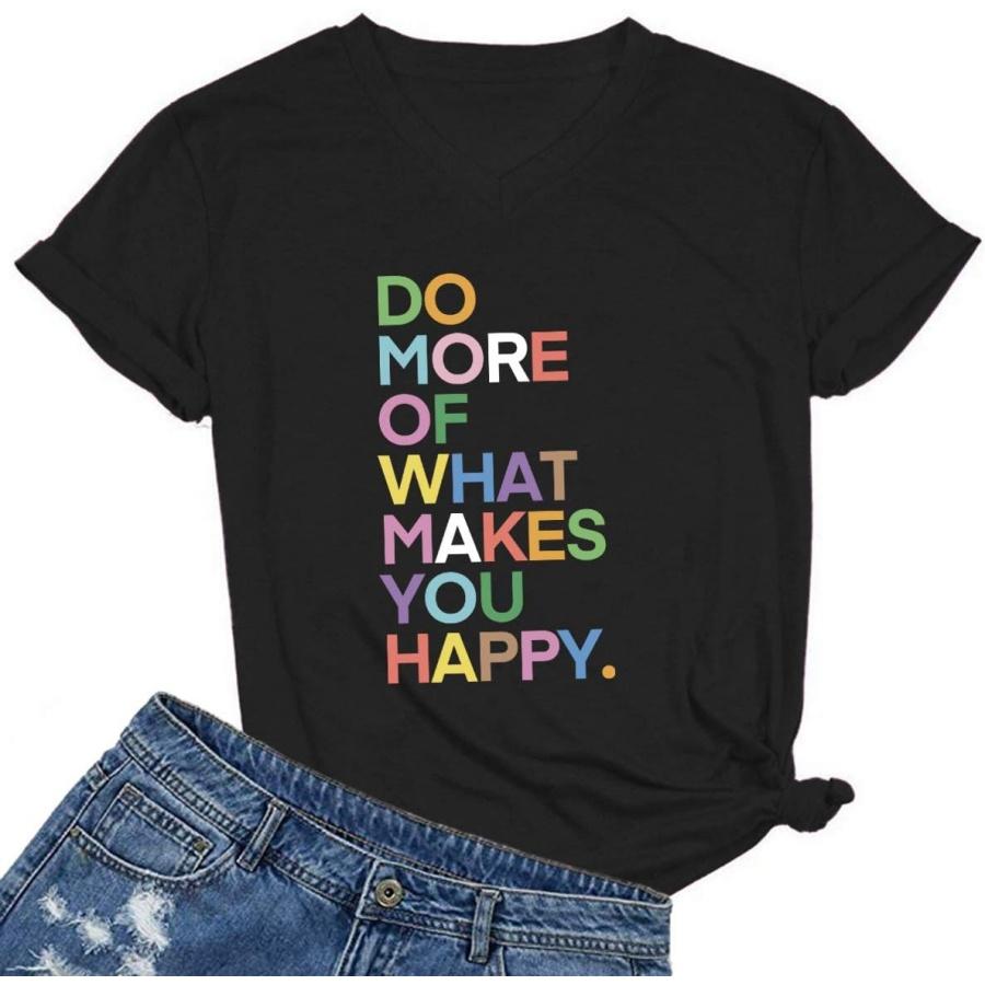 MIMOORN Womens Fun Happy Graphic Tees Summer Cute Letter Printed T-Shirts XXXXXL разноцветный