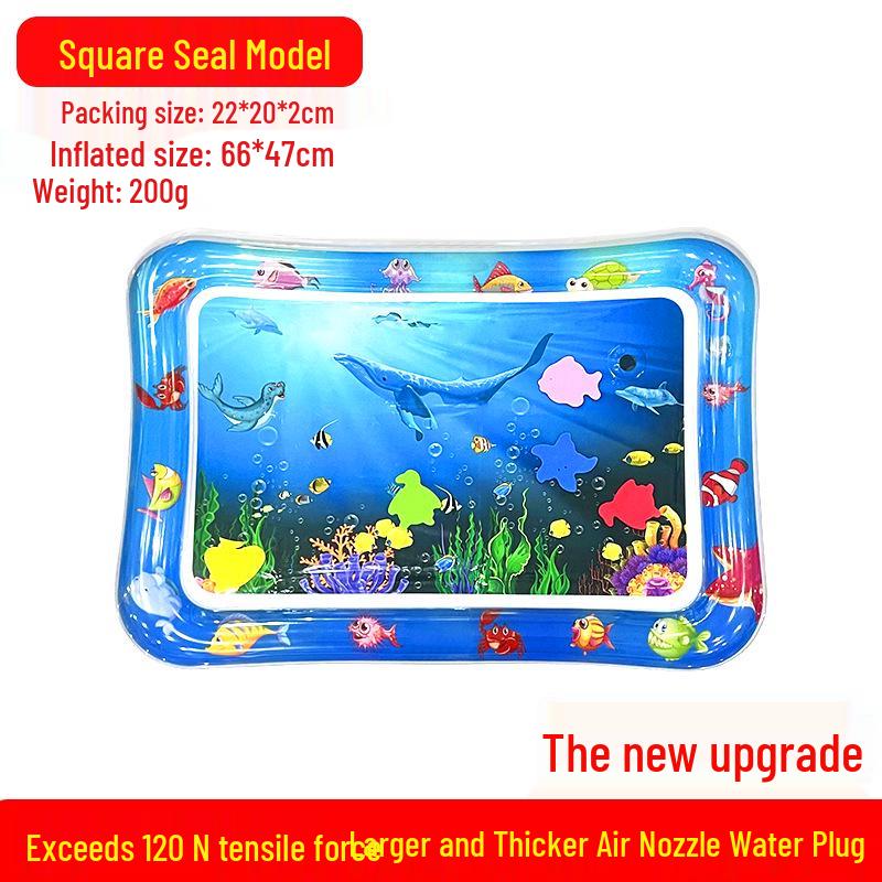 Eco-Friendly Cartoon Squid Baby Water Mat - Inflatable Square Crawling Pad Square Pat-Pat Mat