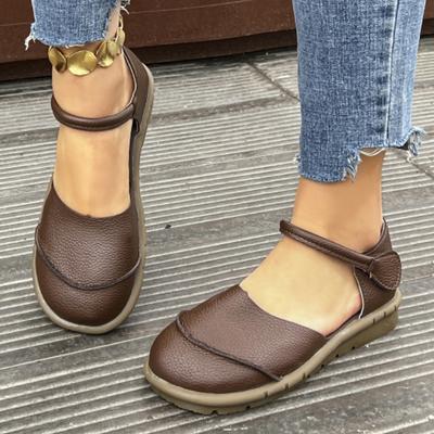 Mode Retro Handgefertigte Echtleder Ballerinas Sandalen 2025 Sommer Neu Lässig Vielseitig Bequem Weiche Sohle Damenschuhe