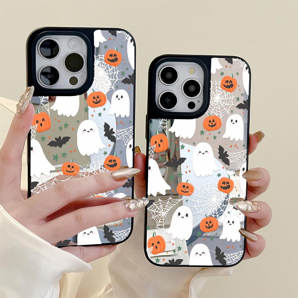 Halloween Ghost Mirror Case for Apple 17 Pro Max/16 Pro/15/14/13