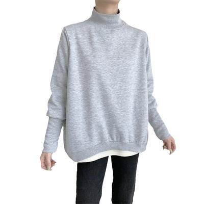 Fall and Winter Half-high Neck Long-sleeved Women's Sweatshirt Cuff Design Loose Casual Simple Solid Color Sweater Top