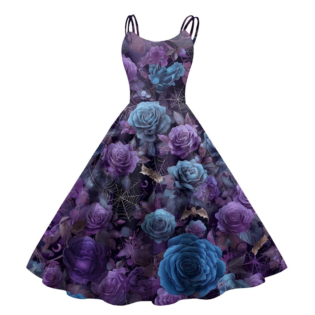 Kvinners Halloween-trykk Sexy Off-The-Shoulder Punk Vintage Kjole