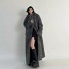 Autumn Winter Clothes Women Oversized Extra Long Casual Warm Grey Wooen Blends Coat Women Maxi Fluffy Woolen Overcoat