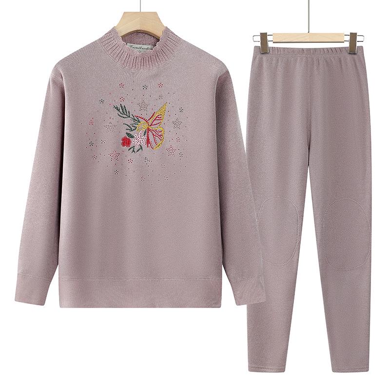 Women's Thermal Underwear Set for Autumn/Winter - Plus Velvet, Thickened for Middle-aged and Elderly Women