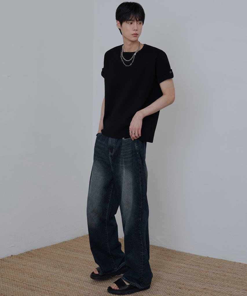 NODU Roll-Up Tab Washable Half Knit [Black]