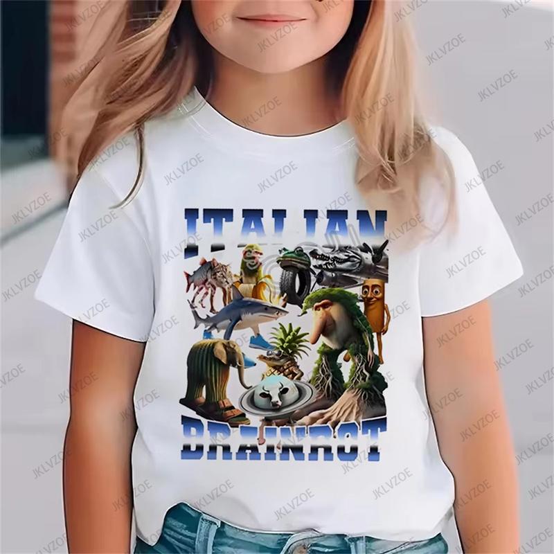 Cappuccina Ballerina Funnu Italian Brainrot Meme Cotton Children Tshirt Summer Sports Tees Boys Girls Clothes Casual Kids Tops