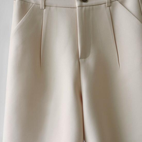 Women Summer Shorts High Waist Suit Shorts Straight Loose Thin Elastic Waist Above Knee Length Pockets Soft OL Style Formal Business Shorts